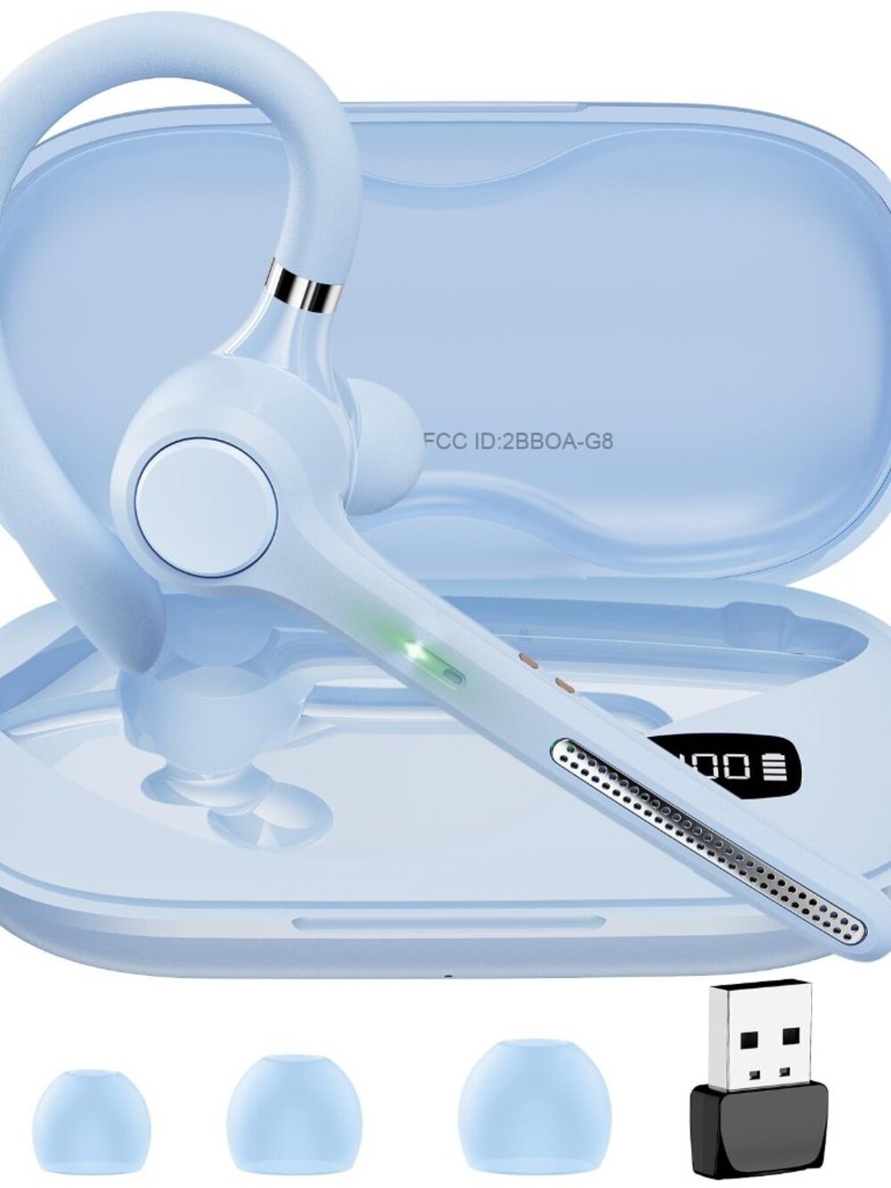 Bluetooth Headset V5.4, Bluetooth Earpiece with 500mAh Charging Case, 50H Talk T